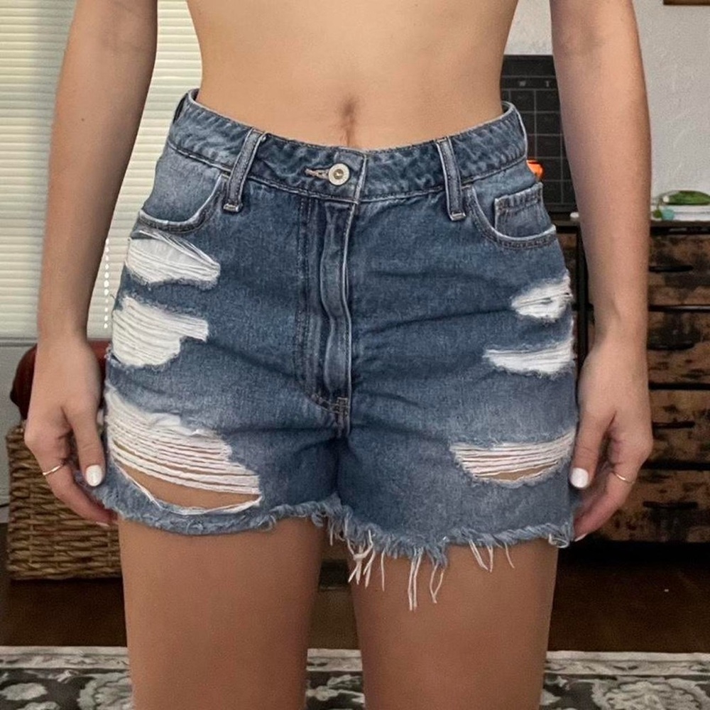 Hollister Blue Distressed Jean Shorts
